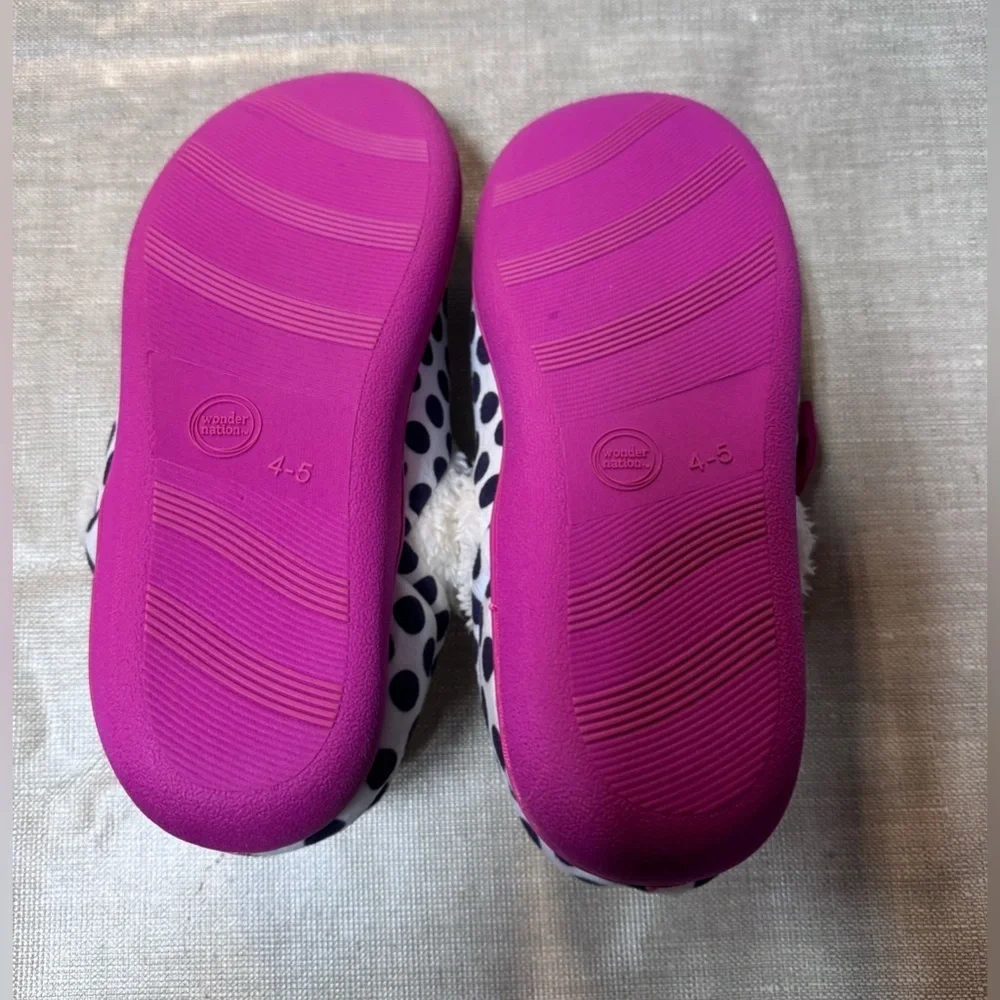 Wonder Nation Polka Dot Slippers with Pink Bow